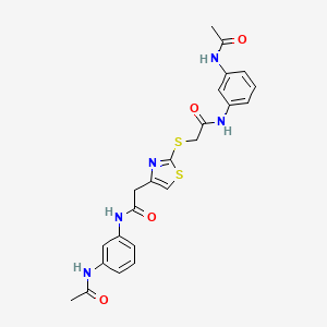 molecular formula C23H23N5O4S2 B2759290 N-(3-acetamidophenyl)-2-((4-(2-((3-acetamidophenyl)amino)-2-oxoethyl)thiazol-2-yl)thio)acetamide CAS No. 954040-79-0