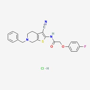 molecular formula C23H21ClFN3O2S B2759371 N-(6-benzyl-3-cyano-4,5,6,7-tetrahydrothieno[2,3-c]pyridin-2-yl)-2-(4-fluorophenoxy)acetamide hydrochloride CAS No. 1215750-88-1