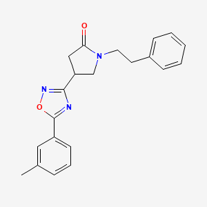 molecular formula C21H21N3O2 B2759379 4-[5-(3-methylphenyl)-1,2,4-oxadiazol-3-yl]-1-(2-phenylethyl)pyrrolidin-2-one CAS No. 1173259-53-4