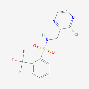 molecular formula C12H9ClF3N3O2S B2759419 N-[(3-chloropyrazin-2-yl)methyl]-2-(trifluoromethyl)benzene-1-sulfonamide CAS No. 2094224-34-5