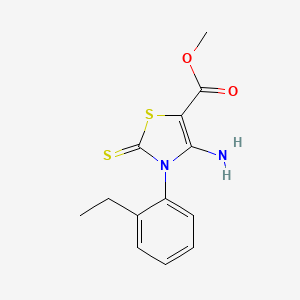 molecular formula C13H14N2O2S2 B2759440 methyl 4-amino-3-(2-ethylphenyl)-2-sulfanylidene-2,3-dihydro-1,3-thiazole-5-carboxylate CAS No. 689771-85-5