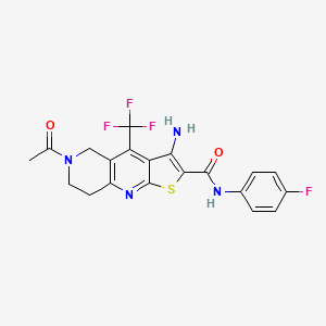 6-acetyl-3-amino-N-(4-fluorophenyl)-4-(trifluoromethyl)-5,6,7,8-tetrahydrothieno[2,3-b][1,6]naphthyridine-2-carboxamide