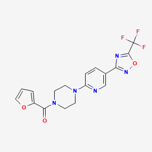 molecular formula C17H14F3N5O3 B2759464 1-(furan-2-carbonyl)-4-{5-[5-(trifluoromethyl)-1,2,4-oxadiazol-3-yl]pyridin-2-yl}piperazine CAS No. 1234895-37-4