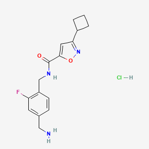N-[[4-(Aminomethyl)-2-fluorophenyl]methyl]-3-cyclobutyl-1,2-oxazole-5-carboxamide;hydrochloride