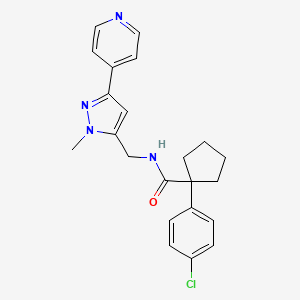 molecular formula C22H23ClN4O B2759488 1-(4-chlorophenyl)-N-{[1-methyl-3-(pyridin-4-yl)-1H-pyrazol-5-yl]methyl}cyclopentane-1-carboxamide CAS No. 2310123-90-9