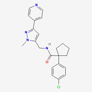 1-(4-Chlorophenyl)-N-[(2-methyl-5-pyridin-4-ylpyrazol-3-yl)methyl]cyclopentane-1-carboxamide