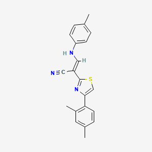 (E)-2-(4-(2,4-dimethylphenyl)thiazol-2-yl)-3-(p-tolylamino)acrylonitrile