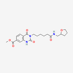 molecular formula C21H27N3O6 B2759496 Methyl 2,4-dioxo-3-(6-oxo-6-(((tetrahydrofuran-2-yl)methyl)amino)hexyl)-1,2,3,4-tetrahydroquinazoline-7-carboxylate CAS No. 2034302-95-7