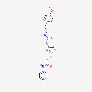 molecular formula C23H25N3O3S2 B2759503 N-(4-methoxyphenethyl)-2-(2-((2-oxo-2-(p-tolylamino)ethyl)thio)thiazol-4-yl)acetamide CAS No. 941874-68-6