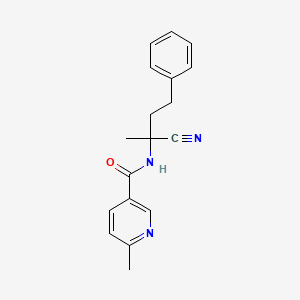 molecular formula C18H19N3O B2759504 N-(1-cyano-1-methyl-3-phenylpropyl)-6-methylpyridine-3-carboxamide CAS No. 1355917-45-1