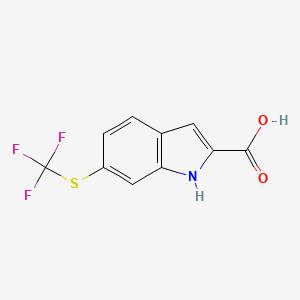 molecular formula C10H6F3NO2S B2759519 6-[(trifluoromethyl)sulfanyl]-1H-indole-2-carboxylic acid CAS No. 923800-95-7