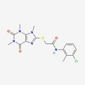 molecular formula C17H18ClN5O3S B2759520 N-(3-chloro-2-methylphenyl)-2-[(1,3,9-trimethyl-2,6-dioxo-2,3,6,9-tetrahydro-1H-purin-8-yl)sulfanyl]acetamide CAS No. 897454-26-1