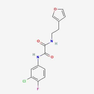 molecular formula C14H12ClFN2O3 B2759524 N1-(3-chloro-4-fluorophenyl)-N2-(2-(furan-3-yl)ethyl)oxalamide CAS No. 1428370-66-4
