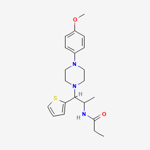 molecular formula C21H29N3O2S B2759528 N-(1-(4-(4-methoxyphenyl)piperazin-1-yl)-1-(thiophen-2-yl)propan-2-yl)propionamide CAS No. 887206-31-7