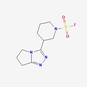 molecular formula C10H15FN4O2S B2759541 3-(6,7-Dihydro-5H-pyrrolo[2,1-c][1,2,4]triazol-3-yl)piperidine-1-sulfonyl fluoride CAS No. 2411277-31-9
