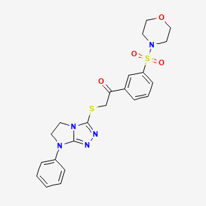 molecular formula C22H23N5O4S2 B2759547 1-(3-(morpholinosulfonyl)phenyl)-2-((7-phenyl-6,7-dihydro-5H-imidazo[2,1-c][1,2,4]triazol-3-yl)thio)ethanone CAS No. 921791-01-7