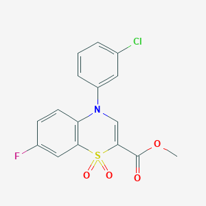 molecular formula C16H11ClFNO4S B2759549 methyl 4-(3-chlorophenyl)-7-fluoro-4H-benzo[b][1,4]thiazine-2-carboxylate 1,1-dioxide CAS No. 1358356-70-3