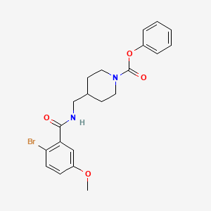 molecular formula C21H23BrN2O4 B2759555 Phenyl 4-((2-bromo-5-methoxybenzamido)methyl)piperidine-1-carboxylate CAS No. 1235650-34-6