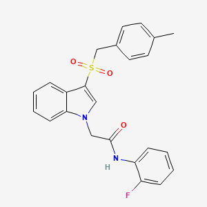molecular formula C24H21FN2O3S B2759561 N-(2-fluorophenyl)-2-{3-[(4-methylphenyl)methanesulfonyl]-1H-indol-1-yl}acetamide CAS No. 878063-76-4