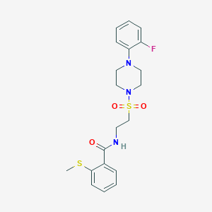 molecular formula C20H24FN3O3S2 B2759591 N-(2-((4-(2-fluorophenyl)piperazin-1-yl)sulfonyl)ethyl)-2-(methylthio)benzamide CAS No. 897618-36-9