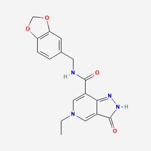 molecular formula C17H16N4O4 B2759599 N-(benzo[d][1,3]dioxol-5-ylmethyl)-5-ethyl-3-oxo-3,5-dihydro-2H-pyrazolo[4,3-c]pyridine-7-carboxamide CAS No. 1226442-38-1