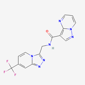 molecular formula C15H10F3N7O B2759613 N-((7-(trifluoromethyl)-[1,2,4]triazolo[4,3-a]pyridin-3-yl)methyl)pyrazolo[1,5-a]pyrimidine-3-carboxamide CAS No. 2034418-57-8