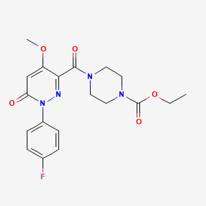 molecular formula C19H21FN4O5 B2759632 ethyl 4-[1-(4-fluorophenyl)-4-methoxy-6-oxo-1,6-dihydropyridazine-3-carbonyl]piperazine-1-carboxylate CAS No. 921792-50-9