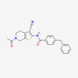 molecular formula C24H21N3O2S B2759638 N-{6-acetyl-3-cyano-4H,5H,6H,7H-thieno[2,3-c]pyridin-2-yl}-4-benzylbenzamide CAS No. 864858-86-6