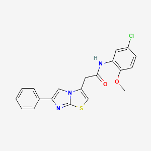 molecular formula C20H16ClN3O2S B2759640 N-(5-chloro-2-methoxyphenyl)-2-{6-phenylimidazo[2,1-b][1,3]thiazol-3-yl}acetamide CAS No. 897459-40-4