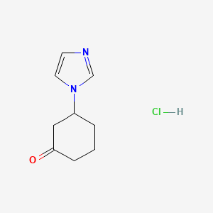 molecular formula C9H13ClN2O B2759659 3-(1H-imidazol-1-yl)cyclohexan-1-one hydrochloride CAS No. 1803605-49-3