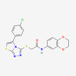 2-((5-(4-chlorophenyl)thiazolo[2,3-c][1,2,4]triazol-3-yl)thio)-N-(2,3-dihydrobenzo[b][1,4]dioxin-6-yl)acetamide