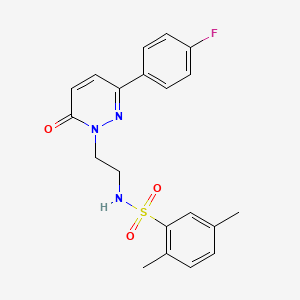 molecular formula C20H20FN3O3S B2759664 N-{2-[3-(4-fluorophenyl)-6-oxo-1,6-dihydropyridazin-1-yl]ethyl}-2,5-dimethylbenzene-1-sulfonamide CAS No. 921880-01-5