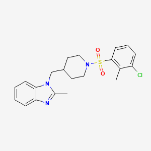 molecular formula C21H24ClN3O2S B2759665 1-((1-((3-chloro-2-methylphenyl)sulfonyl)piperidin-4-yl)methyl)-2-methyl-1H-benzo[d]imidazole CAS No. 1206985-82-1
