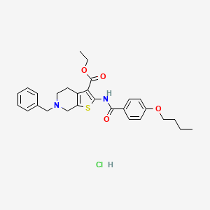 Ethyl 6-benzyl-2-(4-butoxybenzamido)-4,5,6,7-tetrahydrothieno[2,3-c]pyridine-3-carboxylate hydrochloride