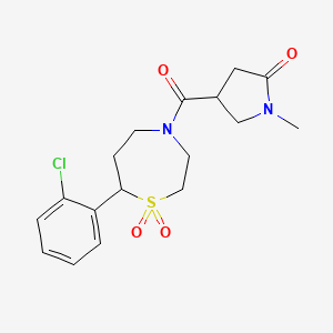 4-(7-(2-Chlorophenyl)-1,1-dioxido-1,4-thiazepane-4-carbonyl)-1-methylpyrrolidin-2-one