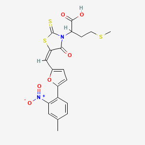 (E)-2-(5-((5-(4-methyl-2-nitrophenyl)furan-2-yl)methylene)-4-oxo-2-thioxothiazolidin-3-yl)-4-(methylthio)butanoic acid