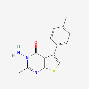 molecular formula C14H13N3OS B2759679 3-amino-2-methyl-5-(4-methylphenyl)-3H,4H-thieno[2,3-d]pyrimidin-4-one CAS No. 300818-36-4