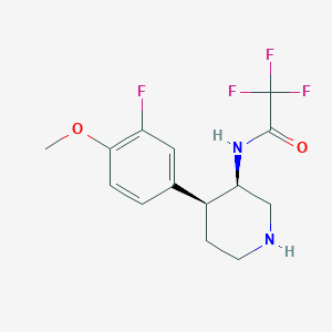 molecular formula C14H16F4N2O2 B2759680 rac-2,2,2-trifluoro-N-[(3R,4S)-4-(3-fluoro-4-methoxyphenyl)piperidin-3-yl]acetamide, cis CAS No. 1969288-07-0