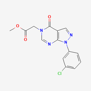 molecular formula C14H11ClN4O3 B2759686 methyl 2-[1-(3-chlorophenyl)-4-oxo-1H,4H,5H-pyrazolo[3,4-d]pyrimidin-5-yl]acetate CAS No. 895018-76-5