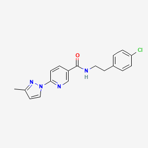 molecular formula C18H17ClN4O B2759692 N-(4-chlorophenethyl)-6-(3-methyl-1H-pyrazol-1-yl)nicotinamide CAS No. 1251603-27-6