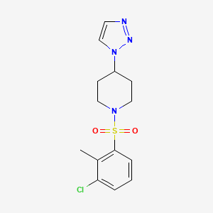 molecular formula C14H17ClN4O2S B2759693 1-((3-chloro-2-methylphenyl)sulfonyl)-4-(1H-1,2,3-triazol-1-yl)piperidine CAS No. 1798519-84-2
