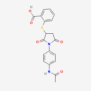 molecular formula C19H16N2O5S B2759699 2-((1-(4-Acetamidophenyl)-2,5-dioxopyrrolidin-3-yl)thio)benzoic acid CAS No. 831188-72-8