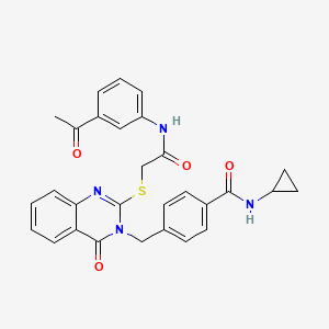 4-((2-((2-((3-acetylphenyl)amino)-2-oxoethyl)thio)-4-oxoquinazolin-3(4H)-yl)methyl)-N-cyclopropylbenzamide