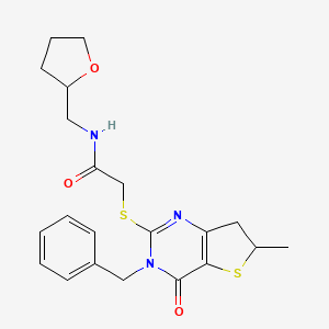 2-((3-benzyl-6-methyl-4-oxo-3,4,6,7-tetrahydrothieno[3,2-d]pyrimidin-2-yl)thio)-N-((tetrahydrofuran-2-yl)methyl)acetamide