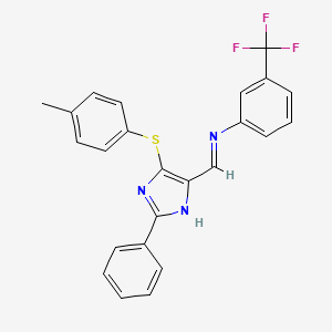molecular formula C24H18F3N3S B2759725 N-({5-[(4-methylphenyl)sulfanyl]-2-phenyl-1H-imidazol-4-yl}methylene)-3-(trifluoromethyl)aniline CAS No. 320423-08-3