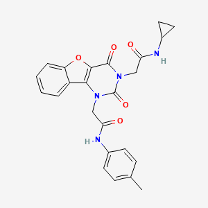 molecular formula C24H22N4O5 B2759727 N-cyclopropyl-2-(2,4-dioxo-1-(2-oxo-2-(p-tolylamino)ethyl)-1,2-dihydrobenzofuro[3,2-d]pyrimidin-3(4H)-yl)acetamide CAS No. 1251677-65-2