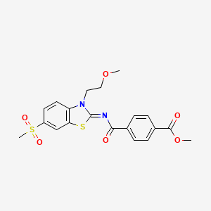 molecular formula C20H20N2O6S2 B2759736 methyl 4-{[(2Z)-6-methanesulfonyl-3-(2-methoxyethyl)-2,3-dihydro-1,3-benzothiazol-2-ylidene]carbamoyl}benzoate CAS No. 864977-24-2