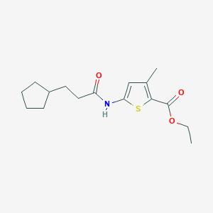 molecular formula C16H23NO3S B2759738 Ethyl 5-(3-cyclopentylpropanamido)-3-methylthiophene-2-carboxylate CAS No. 1156191-55-7