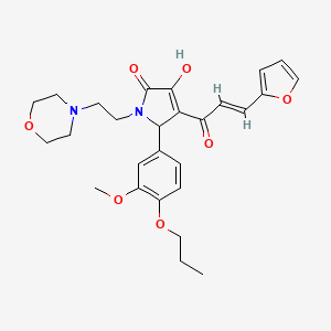 molecular formula C27H32N2O7 B2759749 (E)-4-(3-(furan-2-yl)acryloyl)-3-hydroxy-5-(3-methoxy-4-propoxyphenyl)-1-(2-morpholinoethyl)-1H-pyrrol-2(5H)-one CAS No. 862315-14-8