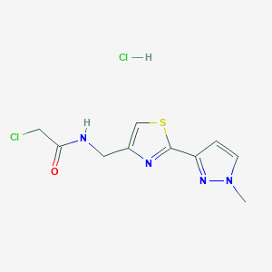 2-Chloro-N-[[2-(1-methylpyrazol-3-yl)-1,3-thiazol-4-yl]methyl]acetamide;hydrochloride